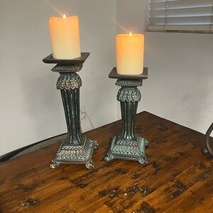 PartyLite Antique Green Candle Holders